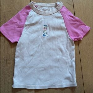 Pink and cream cowboy boot crop top